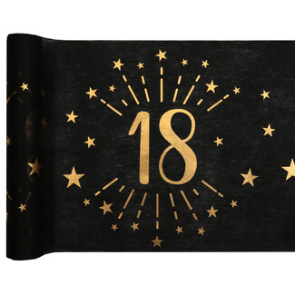 Santex Tafel loper Zwart / Goud - 18 Jaar - 30 x 500cm