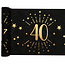 Santex Tafel loper Zwart / Goud - 40 Jaar - 30 x 500cm