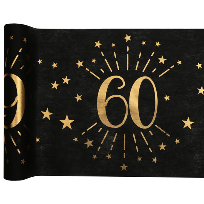Tafel loper Zwart / Goud - 60 Jaar