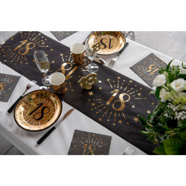 Tafel loper Zwart / Goud - 80 Jaar