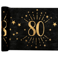 thumb-Tafel loper Zwart / Goud - 80 Jaar-1