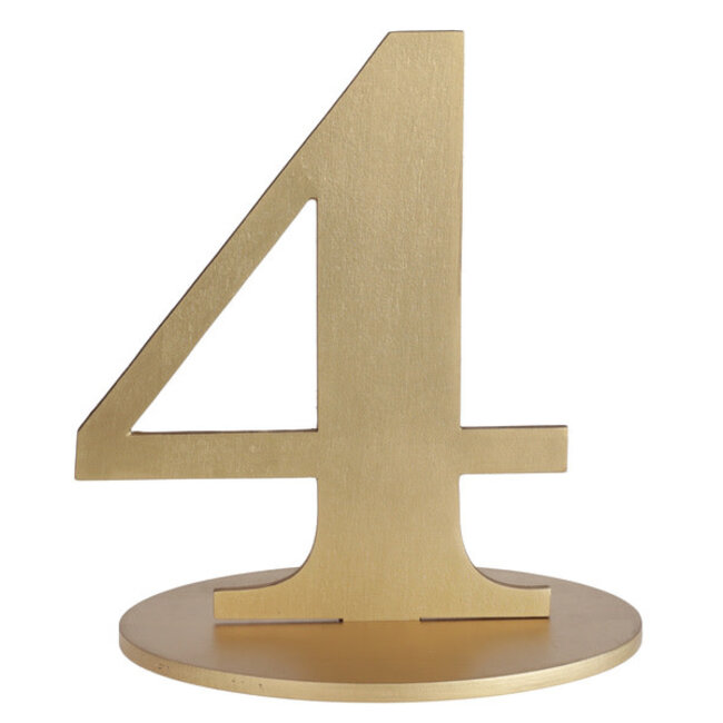 Metallic Tafel Nummer Goud - 4 - 14 x 9.5 x 17 cm