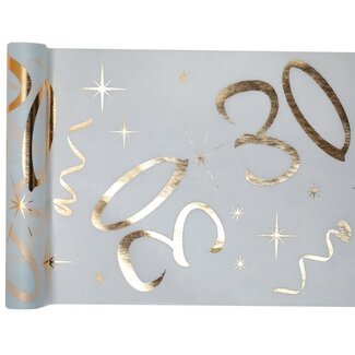 Santex Tafel loper Wit / Goud - 30 Jaar - 30 x 500cm