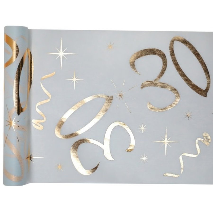 Tafel loper Wit / Goud - 30 Jaar-1