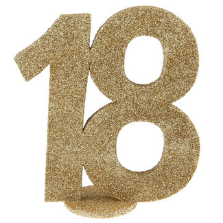 Glitter Tafel Nummers Goud - 18 - 11 x 10 cm