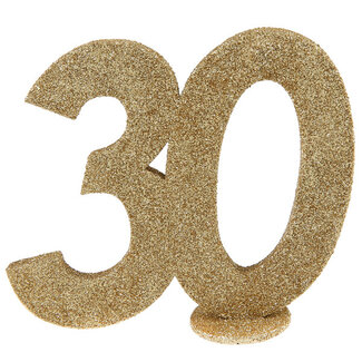 Glitter Tafel Nummers Goud - 30 - 11 x 10 cm