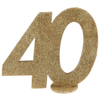 Glitter Tafel Nummers Goud - 40 - 11 x 10 cm