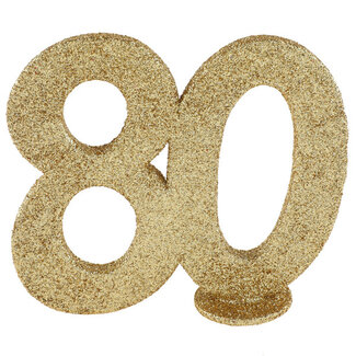 Glitter Tafel Nummers Goud - 80 - 11 x 10 cm