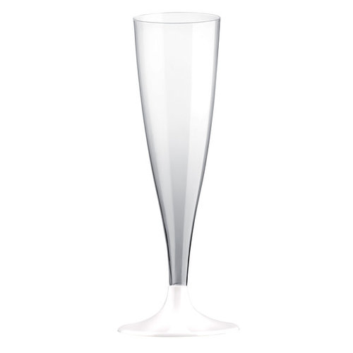 Champagne Glas met witte voet - 6st - 140ml 