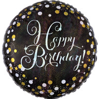 Folieballon - Sparkling Zilver Happy Birthday