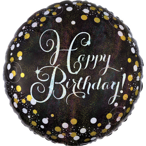 Folieballon - Sparkling Zilver Happy Birthday 