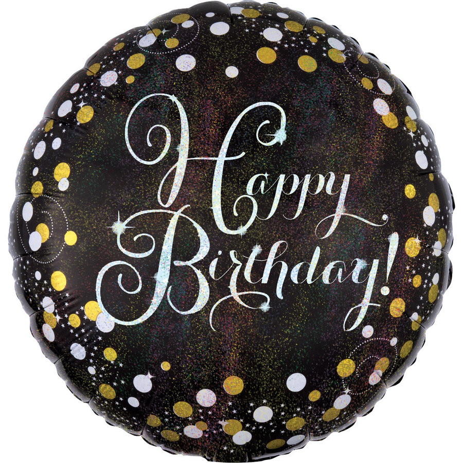 Folieballon - Sparkling Zilver Happy Birthday-1