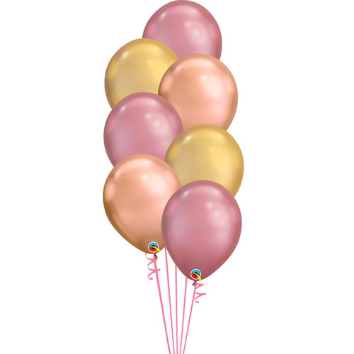 Staander Chrome Pink - 7 Heliumballonnen 