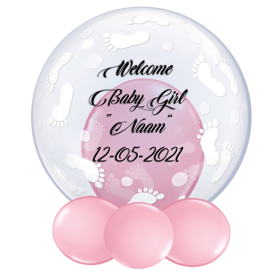 Bedrukte Ballon - Welcome Baby Girl-1