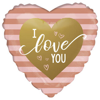 Betallic Folieballon Hearts Love You Stripes - 45 cm