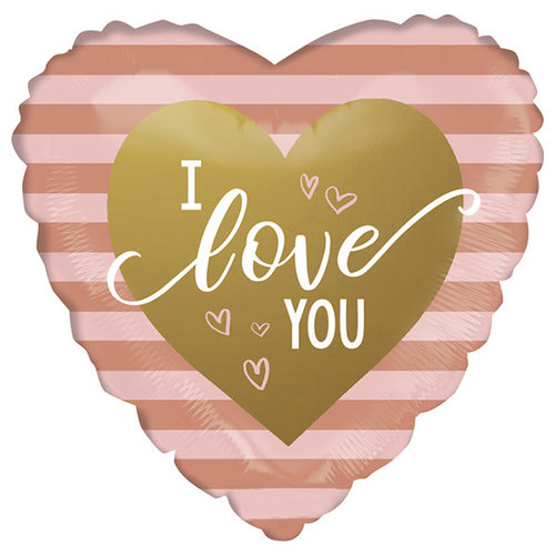 Folieballon Hearts Love You Stripes - 45 cm 