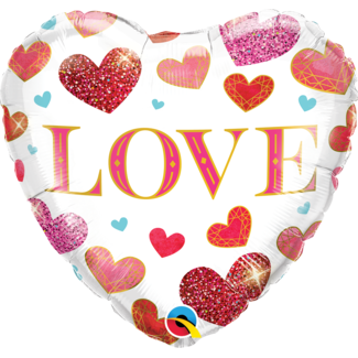 Qualatex Folieballon Love Jewel Hearts - 45 cm