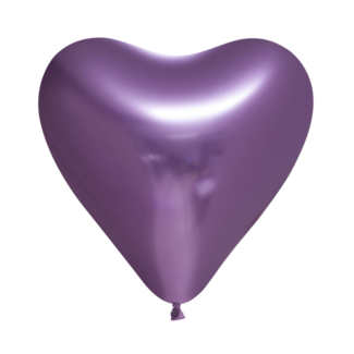 Globos Ballonnen Hartje Chrome Paars - 30cm - 6 stuks