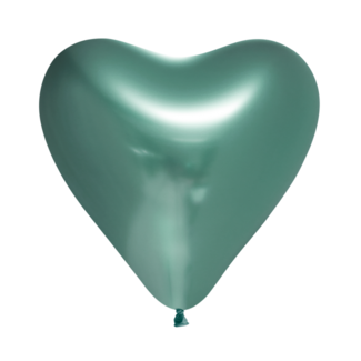 Globos Ballonnen Hartje Chrome Groen - 30cm - 6 stuks