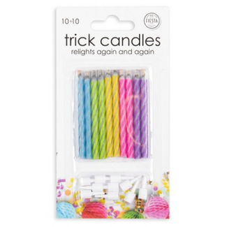 Globos Magic Kaarsjes Gekleurd - 10 stuks - met 10 houders