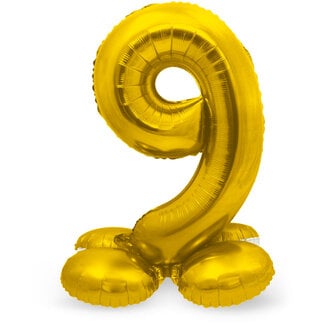 Folatex Folieballon met Standaard Cijfer 9 Goud - 72 cm