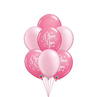 Qualatex Tros ballonnen I Love You Pink - 9 stuks