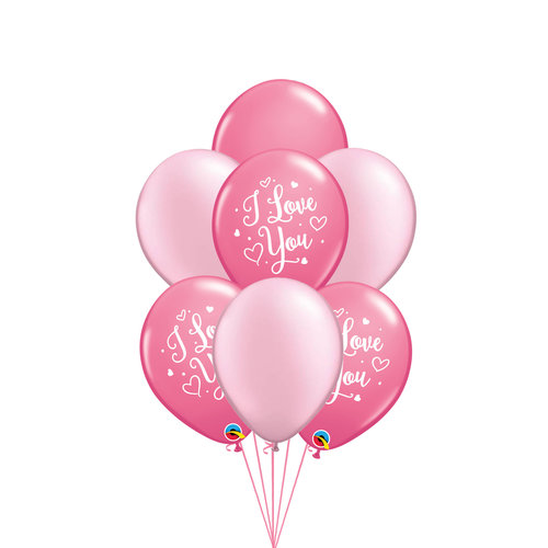 Tros ballonnen I Love You Pink - 9 stuks 