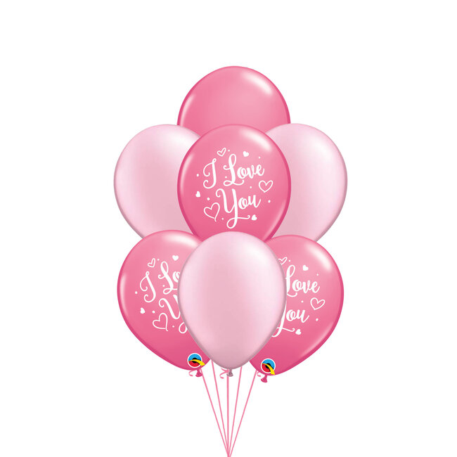 Tros ballonnen I Love You Pink - 9 stuks