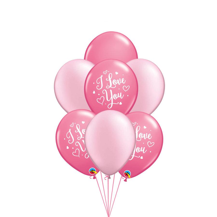 Tros ballonnen I Love You Pink - 9 stuks-1