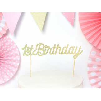 PartyDeco Cake topper - 1ste Verjaardag Goud