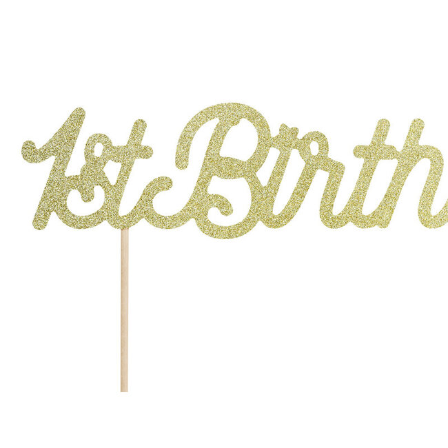 Cake topper - 1ste Verjaardag Goud -  21cm