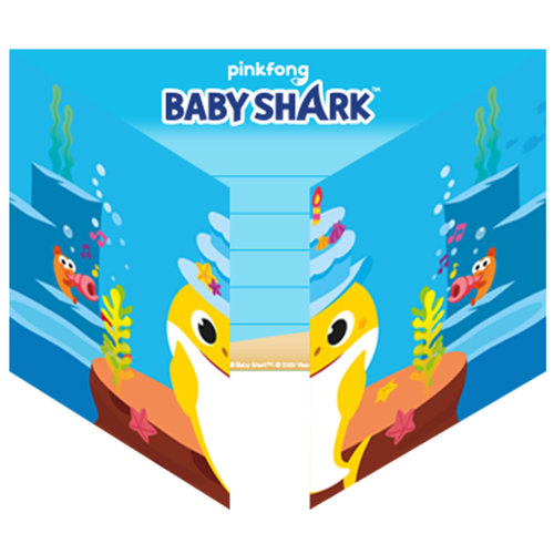 Baby Shark Uitnodigingen - 8 Stuks 