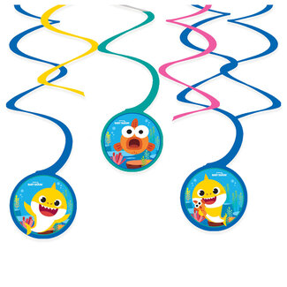 Amscan Baby Shark Swirl Decoratie - 3 stuks