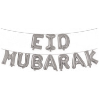 Folieballonnen Letterslinger "Eid Mubarak" - Zilver