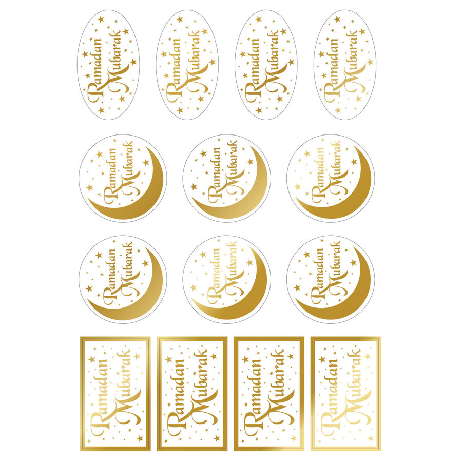 Transparante Labels "Ramadan Mubarak" Goud-1