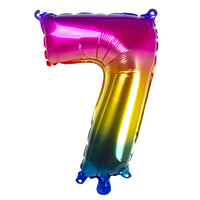 Folieballon cijfer 7 Regenboog - lucht gevuld - 36cm