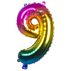 Folieballon cijfer 9 Regenboog - lucht gevuld