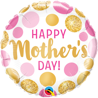 Qualatex Folieballon Mother's Day Pink & Gold Dots Qualatex Folieballon Mother's Day Pink & Gold Dots