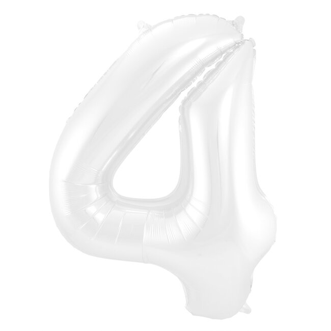 Folieballon Cijfer 4 Mat Wit