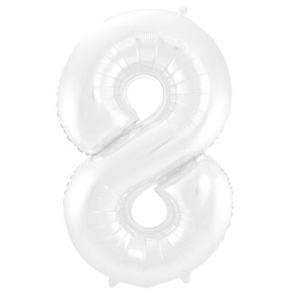Folatex Folieballon Cijfer 8 Mat Wit