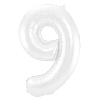 Folatex Folieballon Cijfer 9 Mat Wit