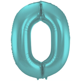 Folatex Folieballon Cijfer 0 Mat Pastel Aqua