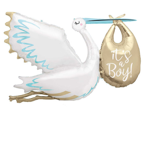 Folieballon Ooievaar It's a Boy - 157cm 