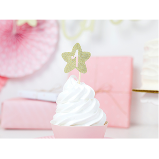 Muffin decoraties 1e verjaardag - Goud