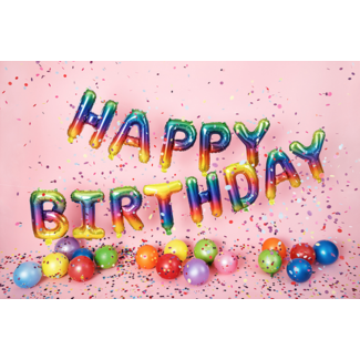 PartyDeco Folieballon Happy Birthday - Rainbow - 340x35cm