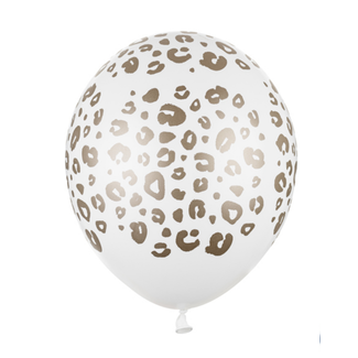 Qualatex Heliumballon Luipaard Print Wit/Goud (28cm)