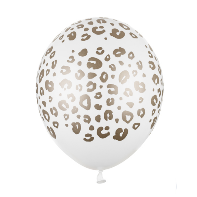 Heliumballon Luipaard Print Wit/Goud (28cm)