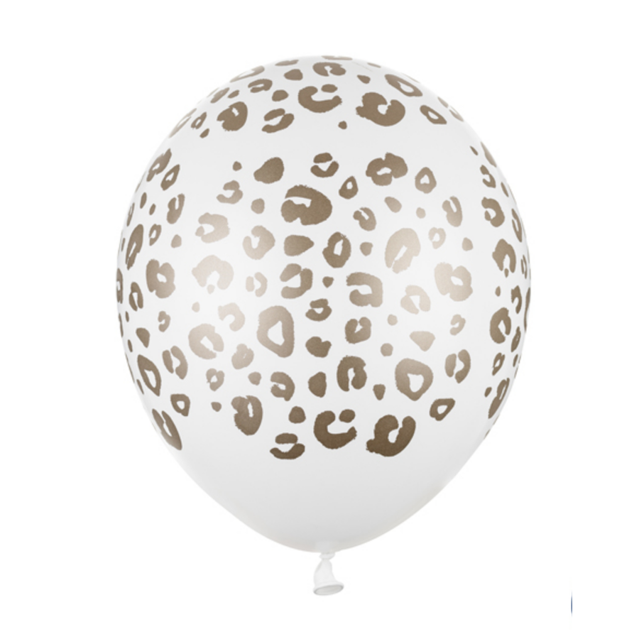 Heliumballon Luipaard Print Wit/Goud (28cm)-1