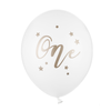 Strong Balloons Heliumballon One Wit/Goud (28cm)