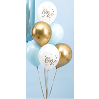 thumb-Heliumballon One Wit/Goud (28cm)-3